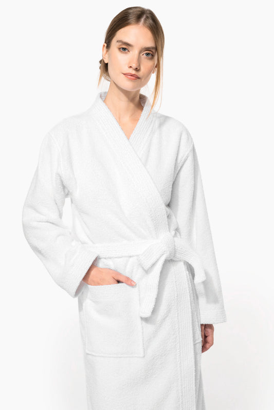 Premium medvilninis kimono stiliaus SPA chalatas — naturalusdrabuziai.lt