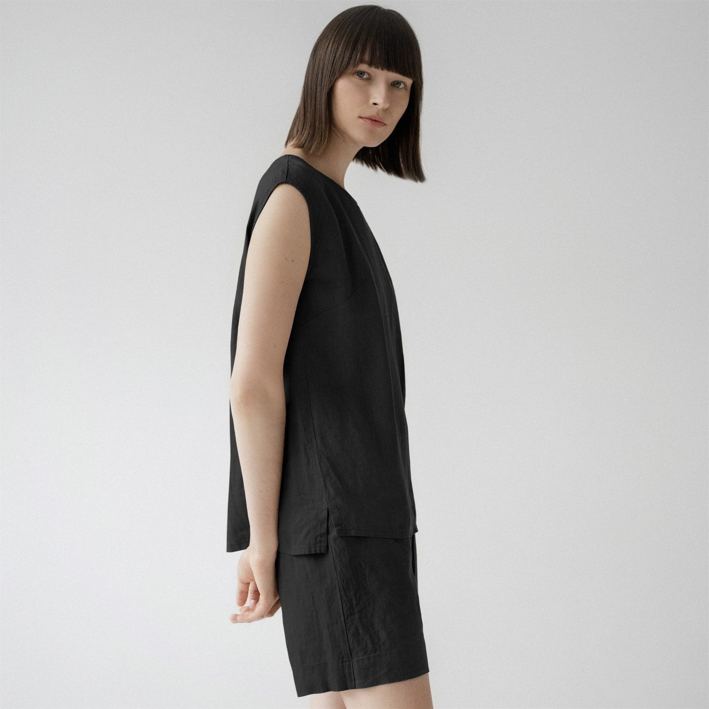 Black lino Verbena Pyjama rinkinys — naturalusdrabuziai.lt