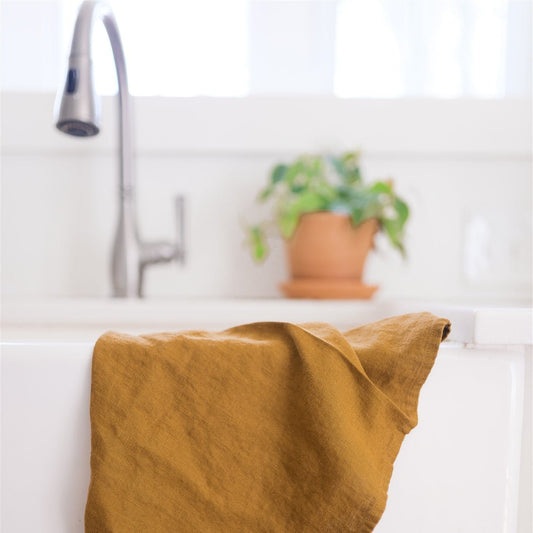 LIMITED EDITION Bronze lino virtuvinė servetė — naturalusdrabuziai.lt