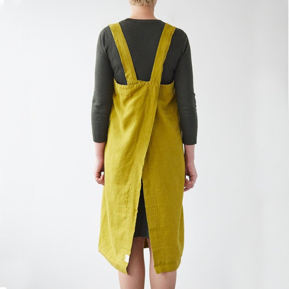lino Tales Moss Green lino Pinafore prijuostė — naturalusdrabuziai.lt