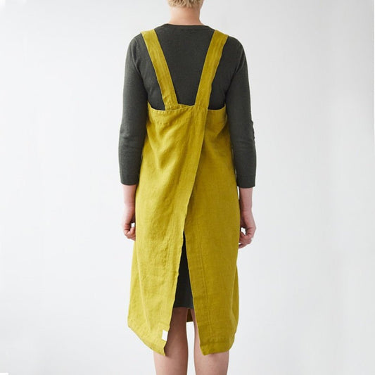 lino Tales Moss Green lino Pinafore prijuostė — naturalusdrabuziai.lt