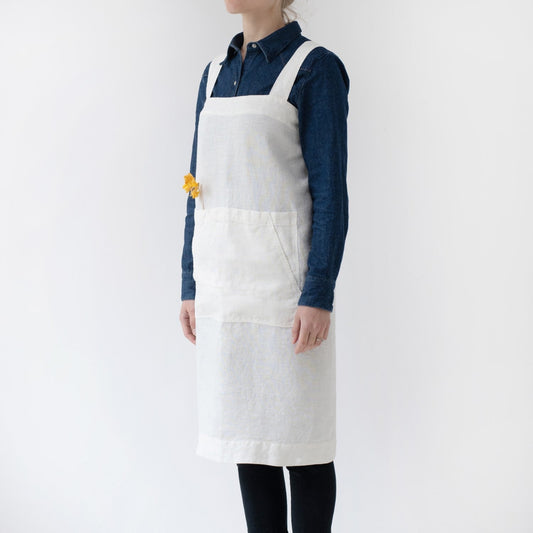 lino Tales Off-White lino Pinafore prijuostė — naturalusdrabuziai.lt
