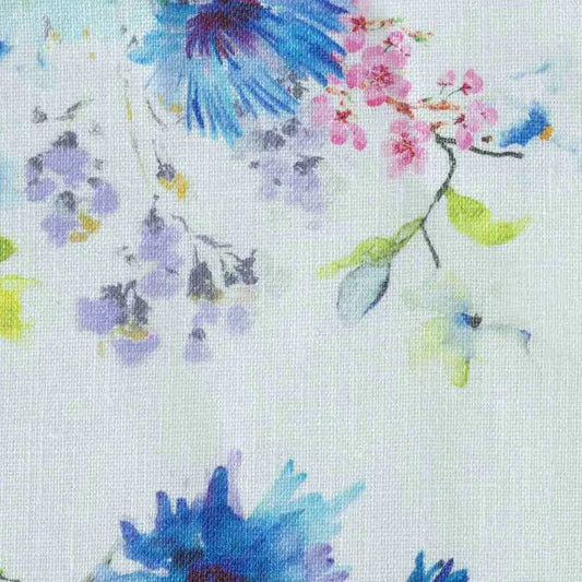 Unwashed LIMITED EDITION White Flowers lino Fabric 185 g/sq.m — naturalusdrabuziai.lt