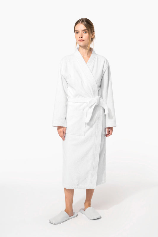 Premium medvilninis kimono stiliaus SPA chalatas — naturalusdrabuziai.lt