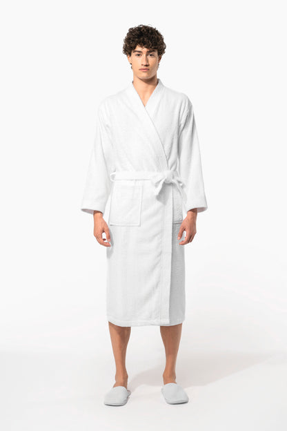 Premium medvilninis kimono stiliaus SPA chalatas — naturalusdrabuziai.lt