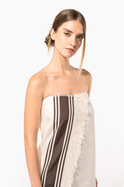 Premium medvilninis dvigubos tekstūros Fouta paplūdimio rankšluostis — naturalusdrabuziai.lt