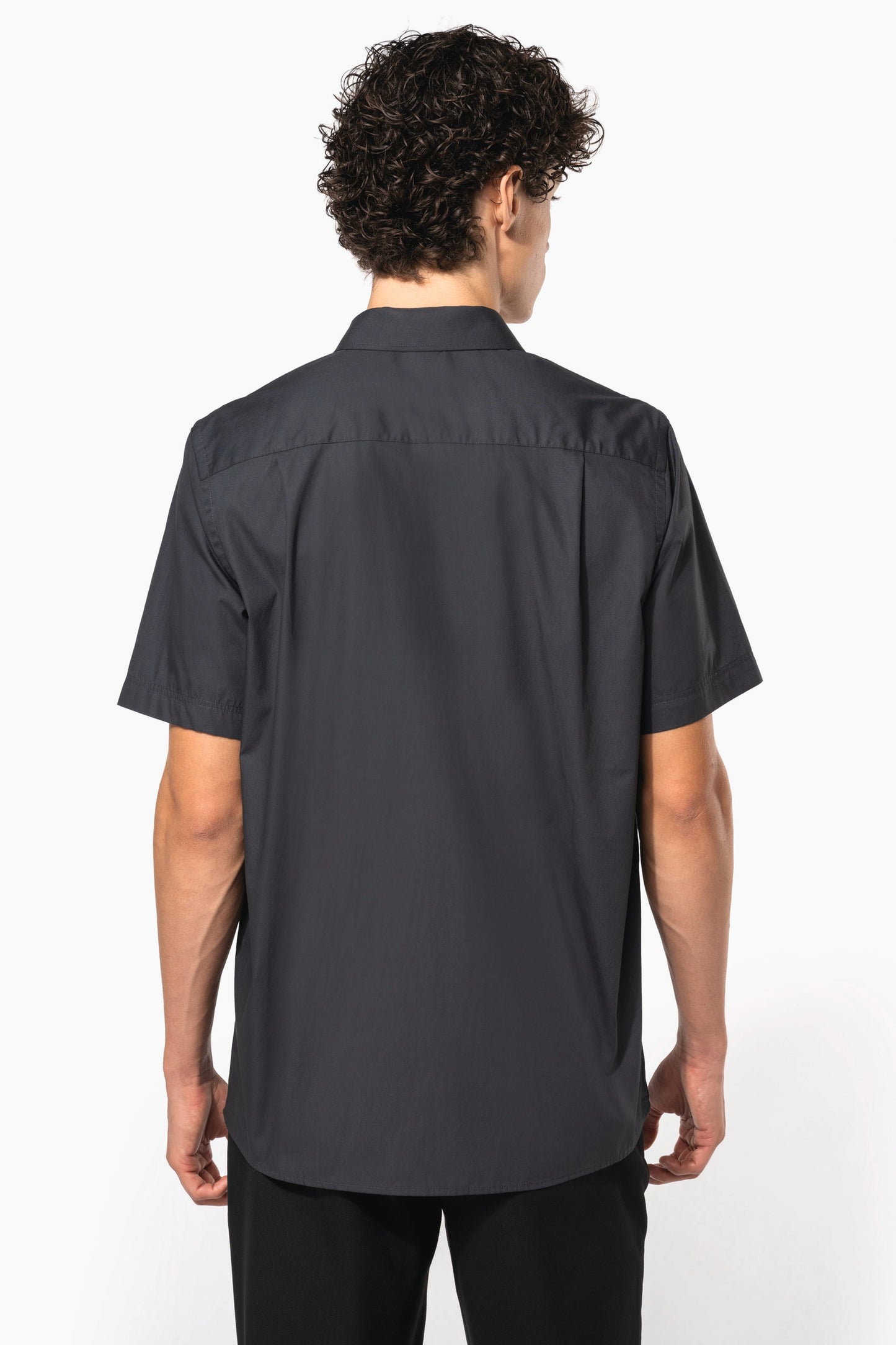 Vyriški trumpomis rankovėmis medvilniniai poplininiai marškinėliai — naturalusdrabuziai.lt