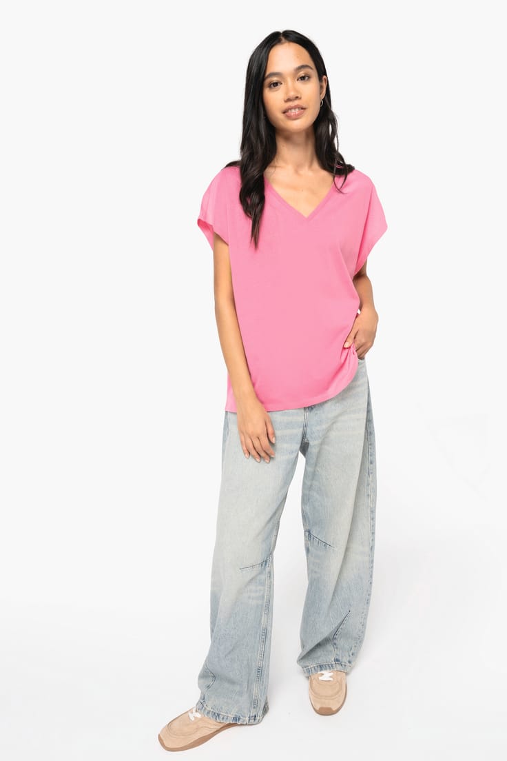 Moteriški ekologiškos medvilnės marškinėliai su kimono rankovėmis — naturalusdrabuziai.lt