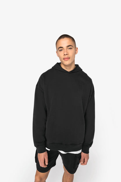 Unisex ekologiškos medvilnės oversized džemperis su gobtuvu — naturalusdrabuziai.lt