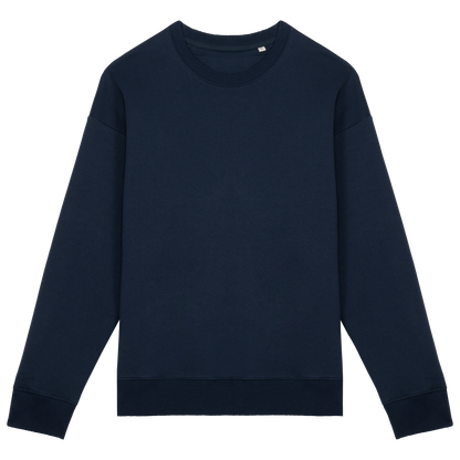 Unisex oversized organinės medvilnės džemperis su apvaliu kaklu — naturalusdrabuziai.lt