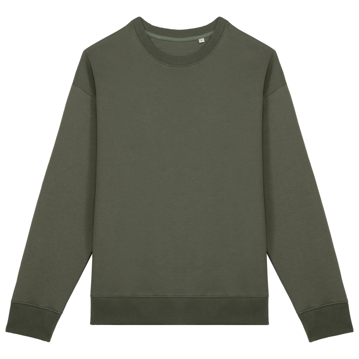 Unisex oversized organinės medvilnės džemperis su apvaliu kaklu — naturalusdrabuziai.lt