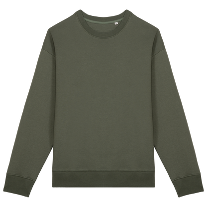 Unisex oversized organinės medvilnės džemperis su apvaliu kaklu — naturalusdrabuziai.lt