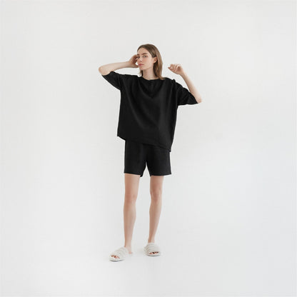Black lino Clover Pyjama rinkinys — naturalusdrabuziai.lt