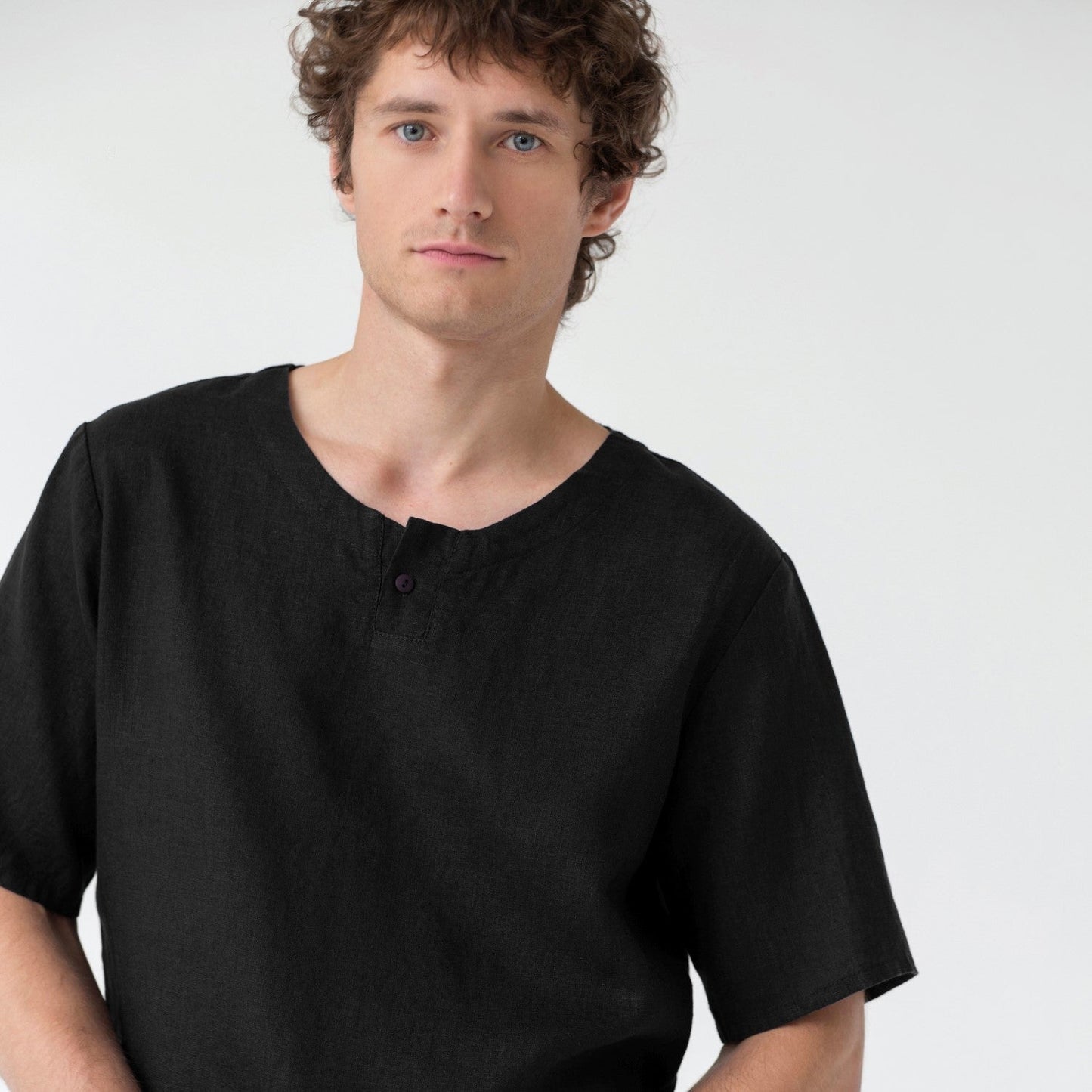 Black lino Fern Pyjama rinkinys — naturalusdrabuziai.lt