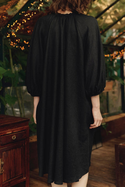 Black Linen Mahina Dress