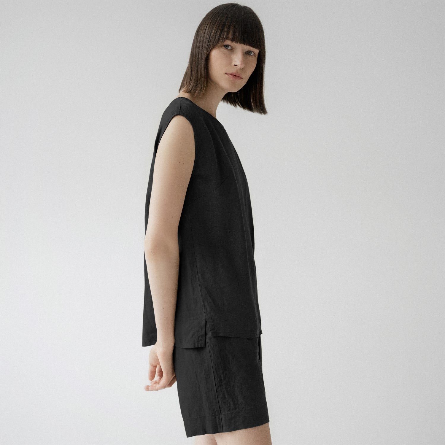 Black lino Verbena Pyjama rinkinys — naturalusdrabuziai.lt