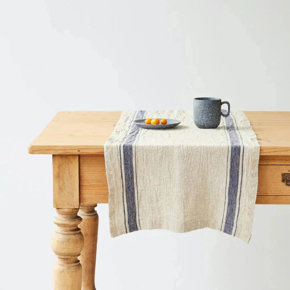 Blue Stripe Vintage lino stalo takelis — naturalusdrabuziai.lt