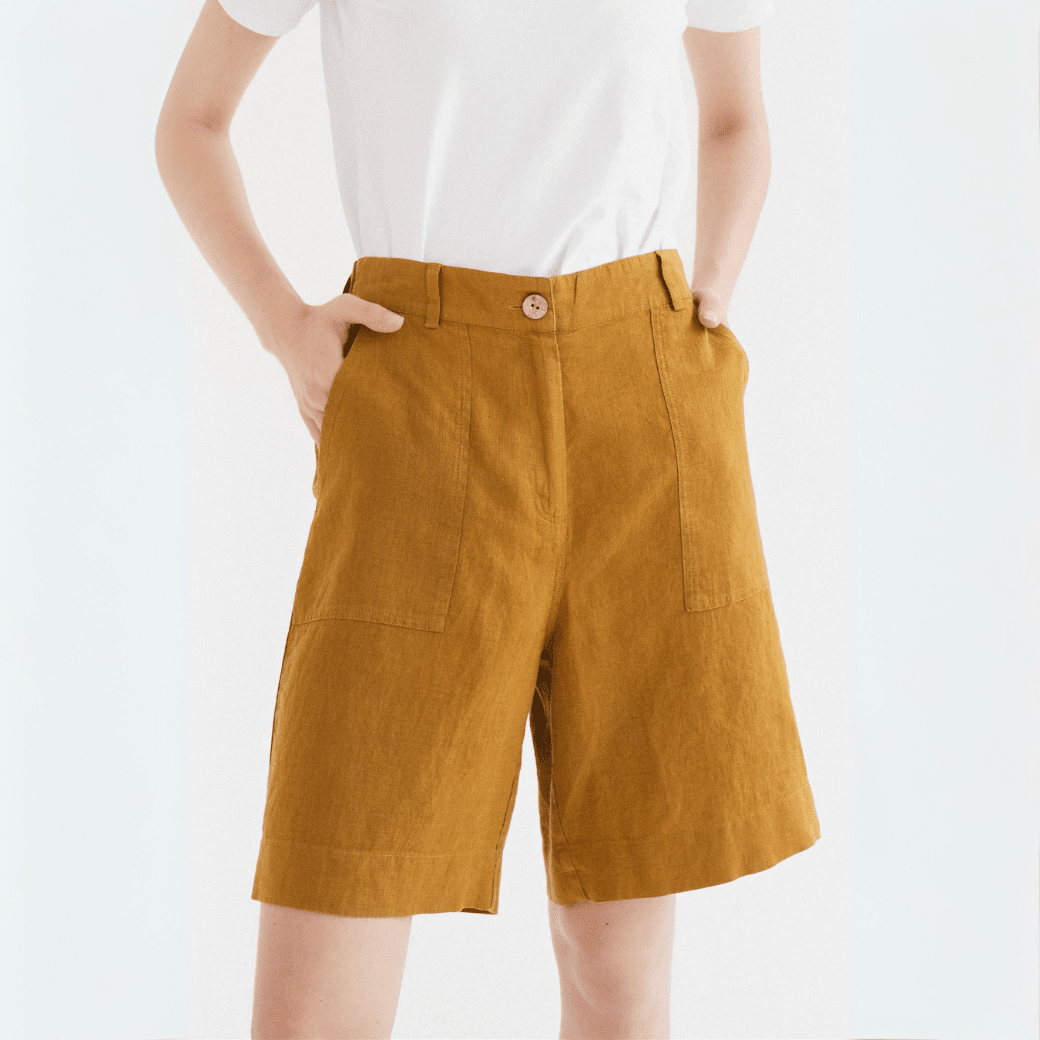 Bronze lino Etude šortai — naturalusdrabuziai.lt