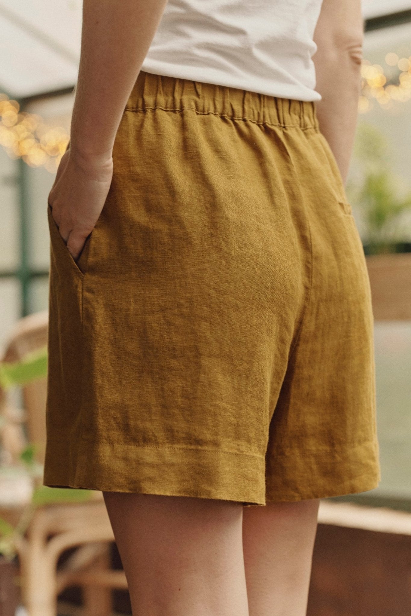 Bronze Linen Hip-Hop Shorts
