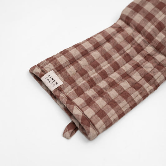 Chocolate Gingham lino virimo pirštinė — naturalusdrabuziai.lt