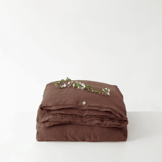 Chocolate lino antklodės užvalkalas — naturalusdrabuziai.lt