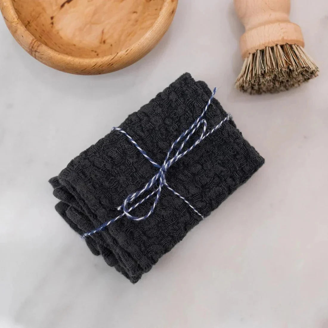 Dark Grey lino Dishcloth rinkinys 2 vnt. — naturalusdrabuziai.lt