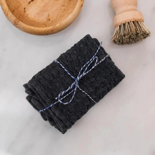 Dark Grey lino Dishcloth rinkinys 2 vnt. — naturalusdrabuziai.lt