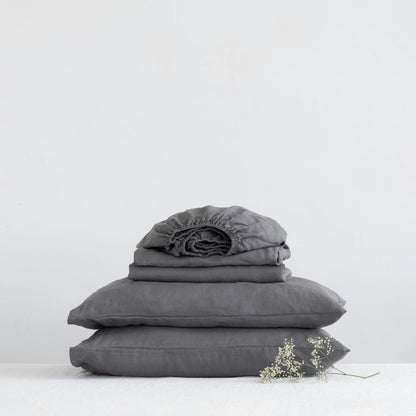 Dark Grey lino paklodė rinkinys — naturalusdrabuziai.lt
