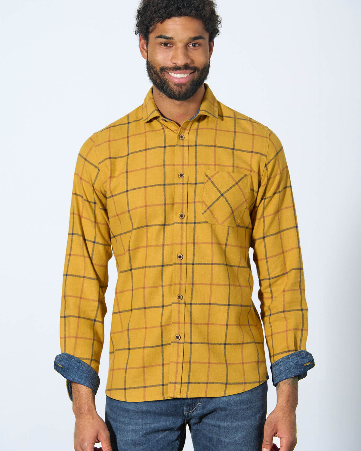 Vyriški languoti marškiniai iš kanapių ir ekologiškos medvilnės – Ochre