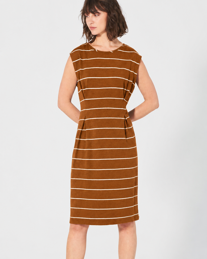 Moteriška suknelė iš kanapių ir ekologiškos medvilnės (DH148OEB) – almond