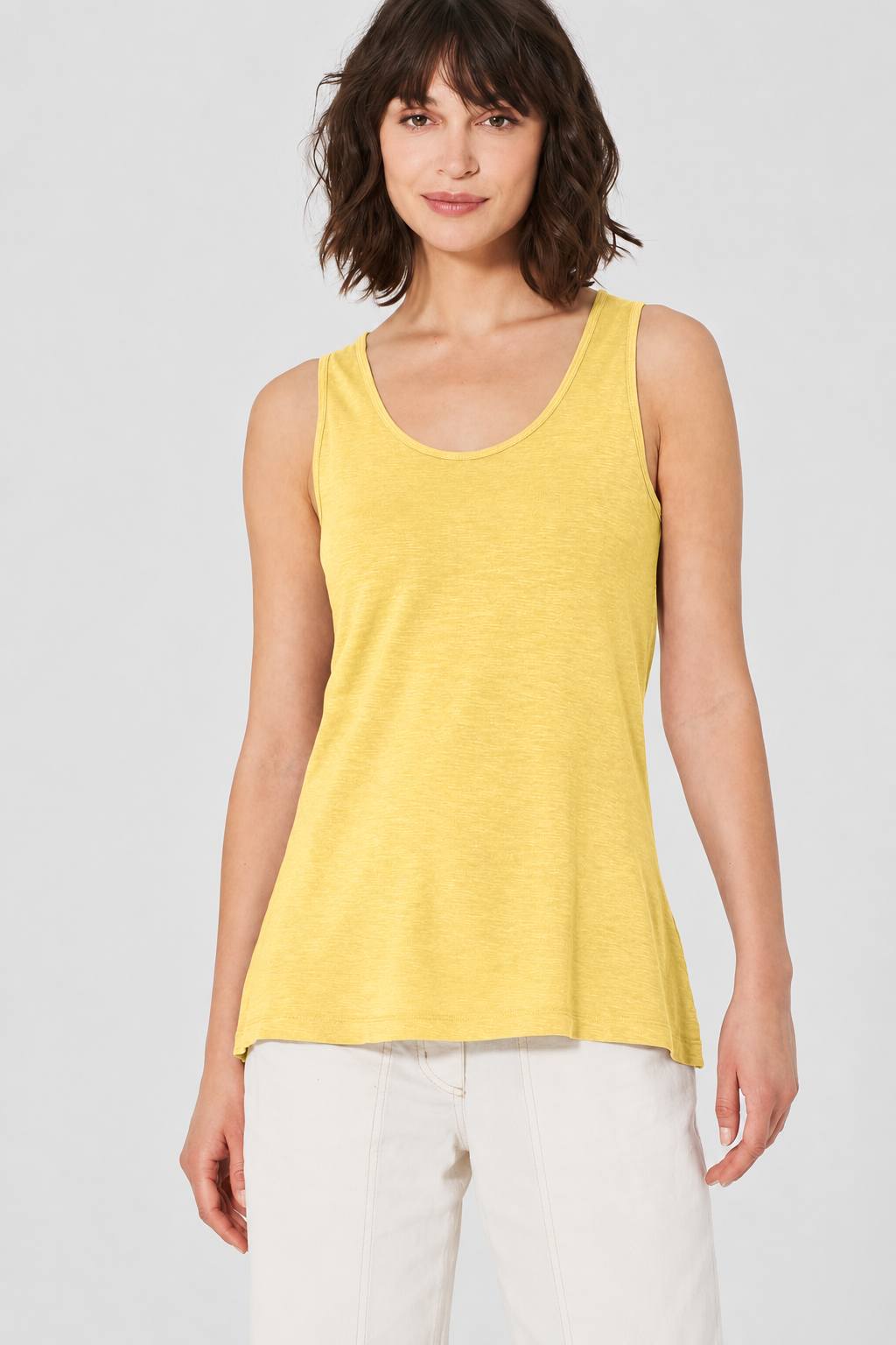 Moteriškas topas iš kanapių ir ekologiškos medvilnės (DH241OEB) – butter