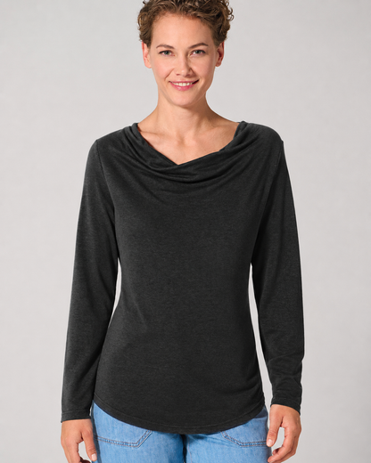 Moteriškas topas iš kanapių ir ekologiškos medvilnės (DH683) – Juoda