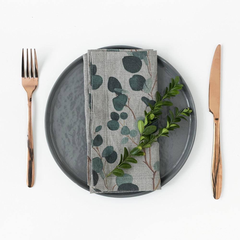 Eucalyptus on Natural lino servetėlių rinkinys 2 vnt. — naturalusdrabuziai.lt