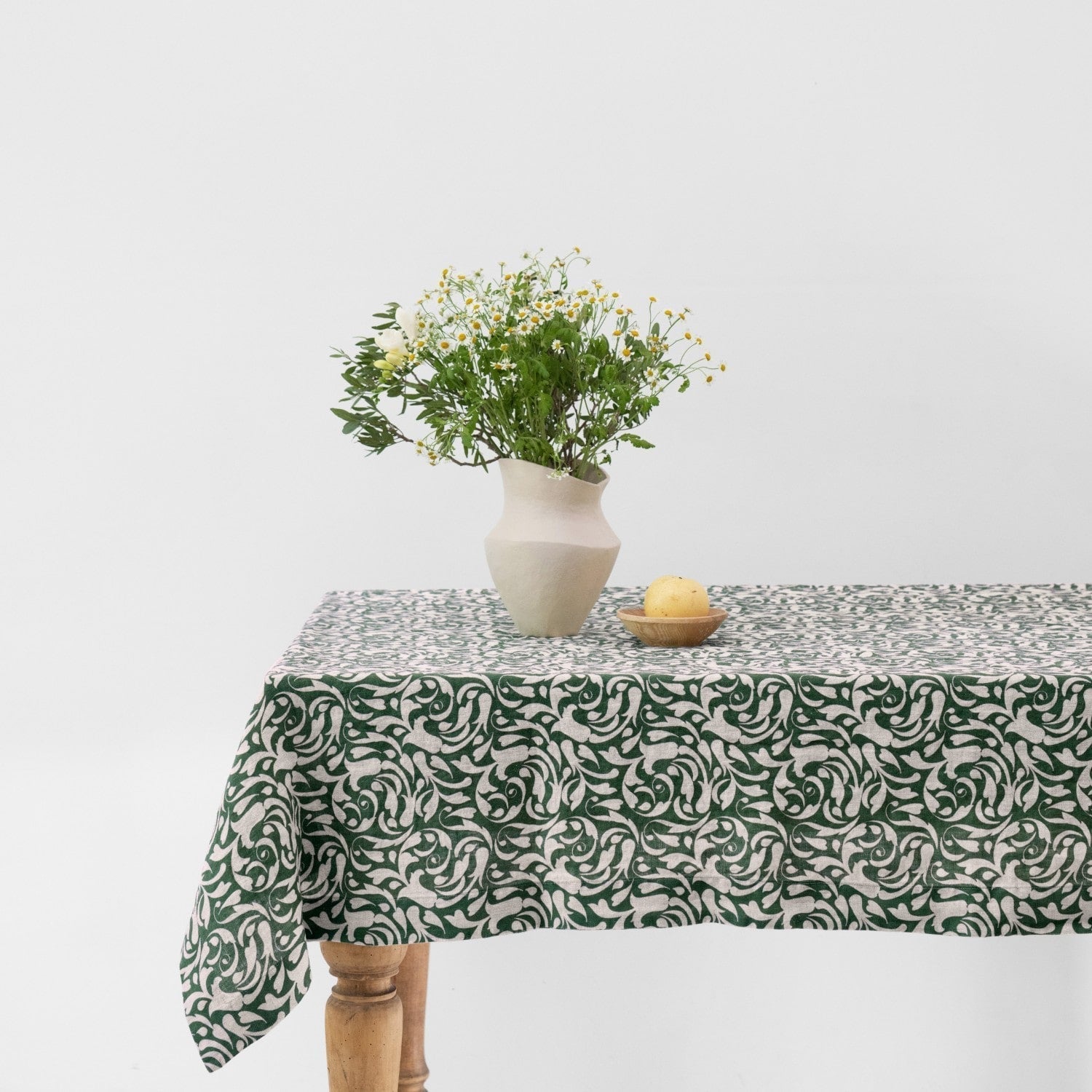 Evergreen Damask lino staltiesė — naturalusdrabuziai.lt