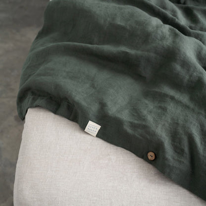 Forest Green lino antklodės užvalkalas — naturalusdrabuziai.lt
