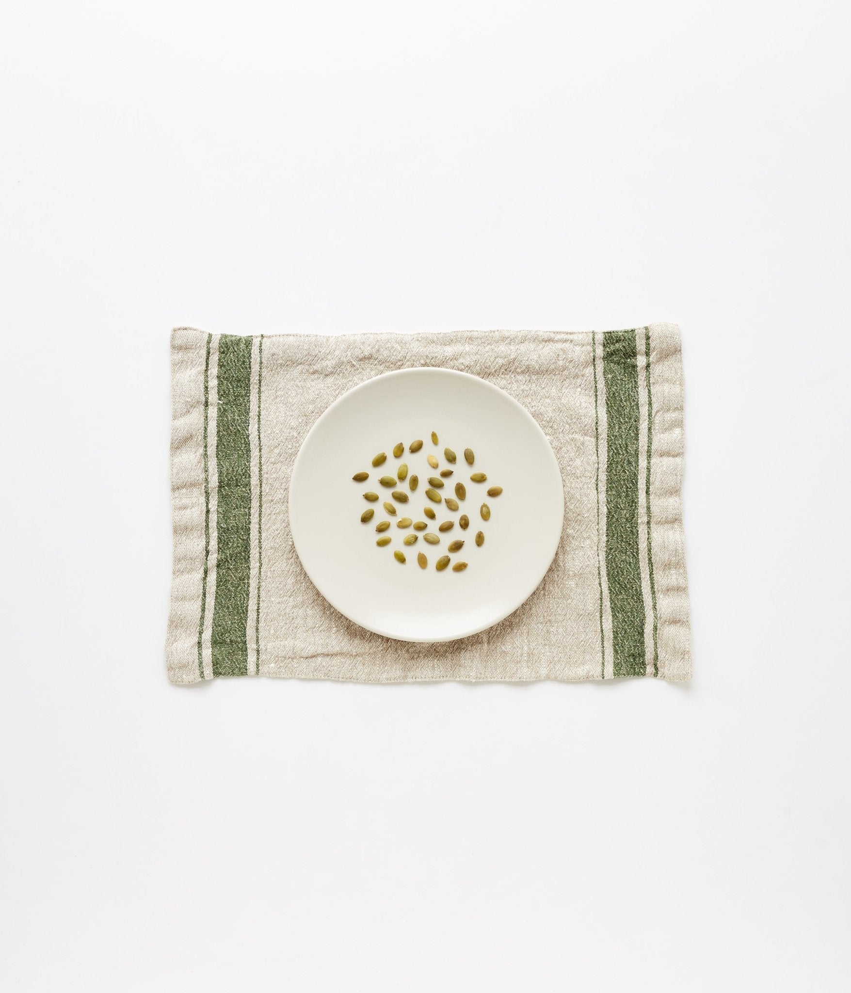 Green Stripe Vintage lino staltiesėlė — naturalusdrabuziai.lt