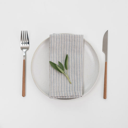 Grey Blue Pinstripe Rustic lino servetėlių rinkinys 2 vnt. — naturalusdrabuziai.lt