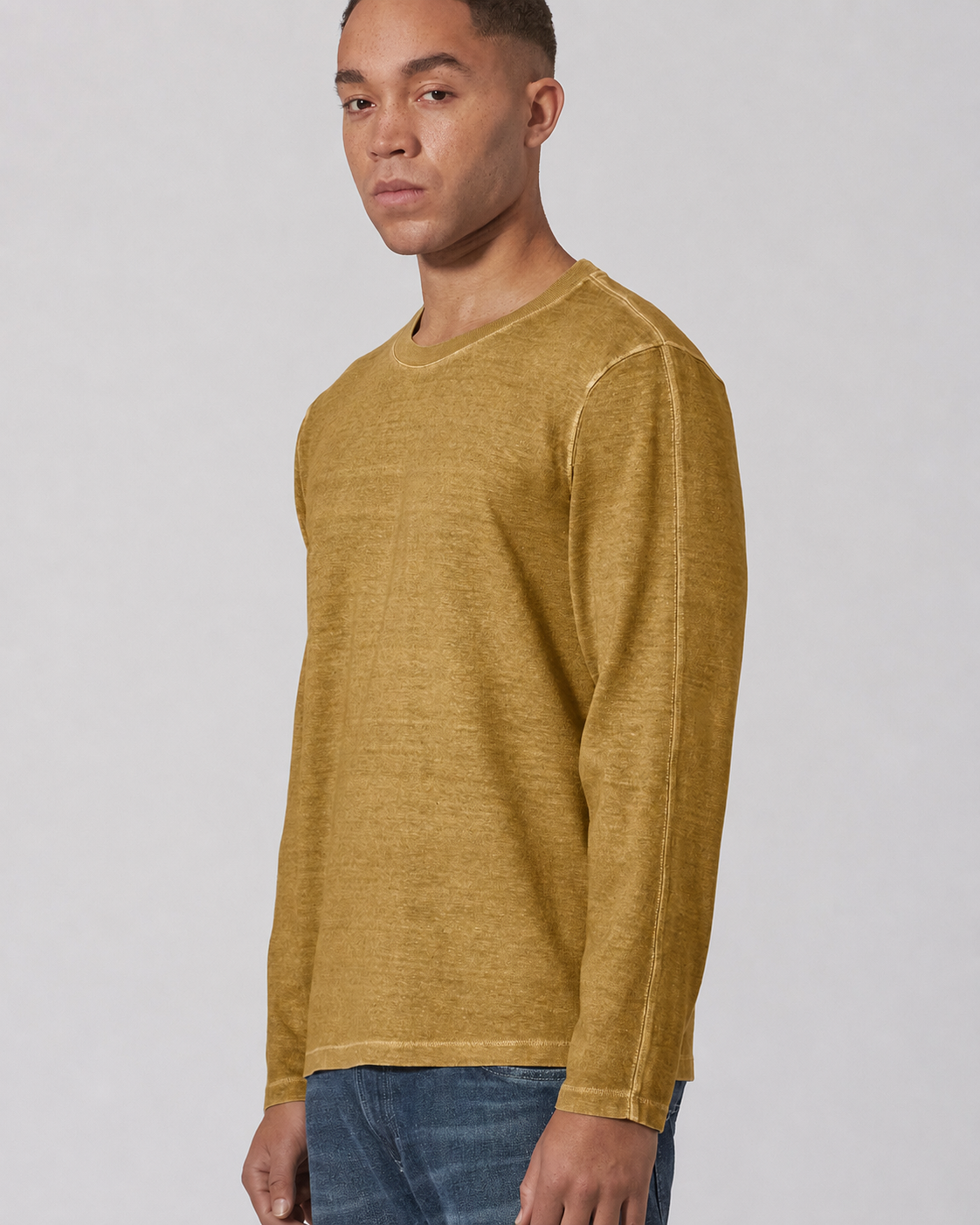Vyriški marškinėliai ilgomis rankovėmis iš kanapių ir ekologiškos medvilnės (LD251) – Riešuto