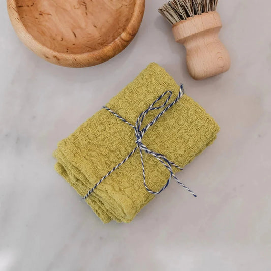 Lemon Curry lino Dishcloth rinkinys 2 vnt. — naturalusdrabuziai.lt