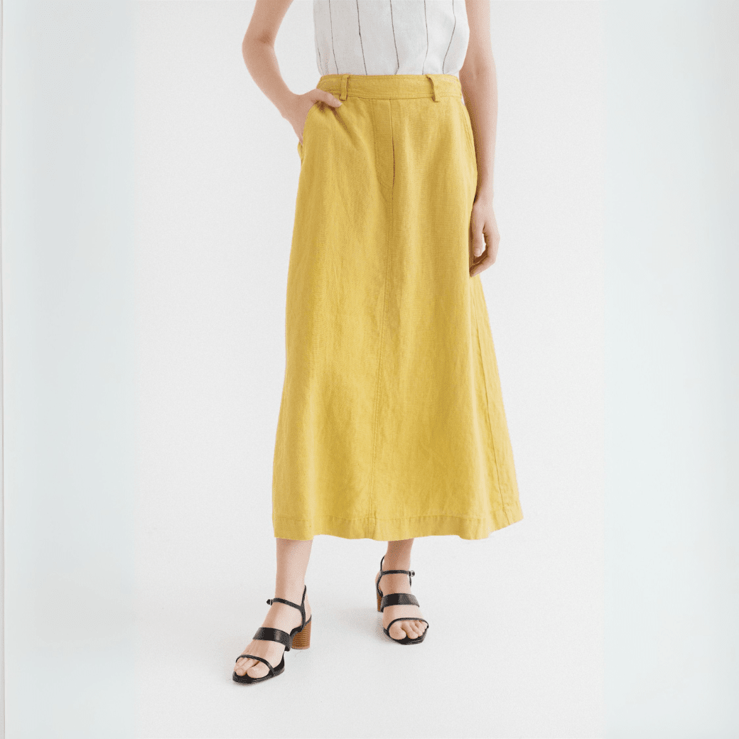 Lemon Curry Linen Gardenia Skirt