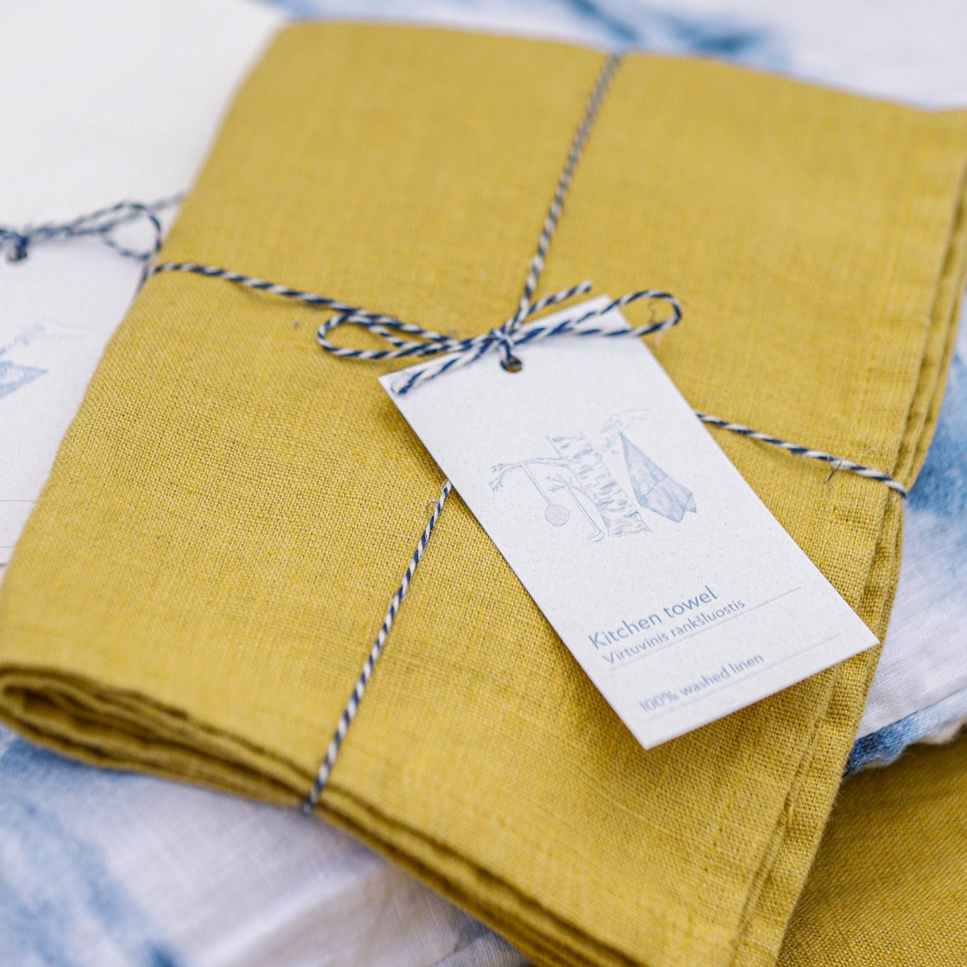 LIMITED EDITION Lemon Curry lino virtuvinė servetė — naturalusdrabuziai.lt