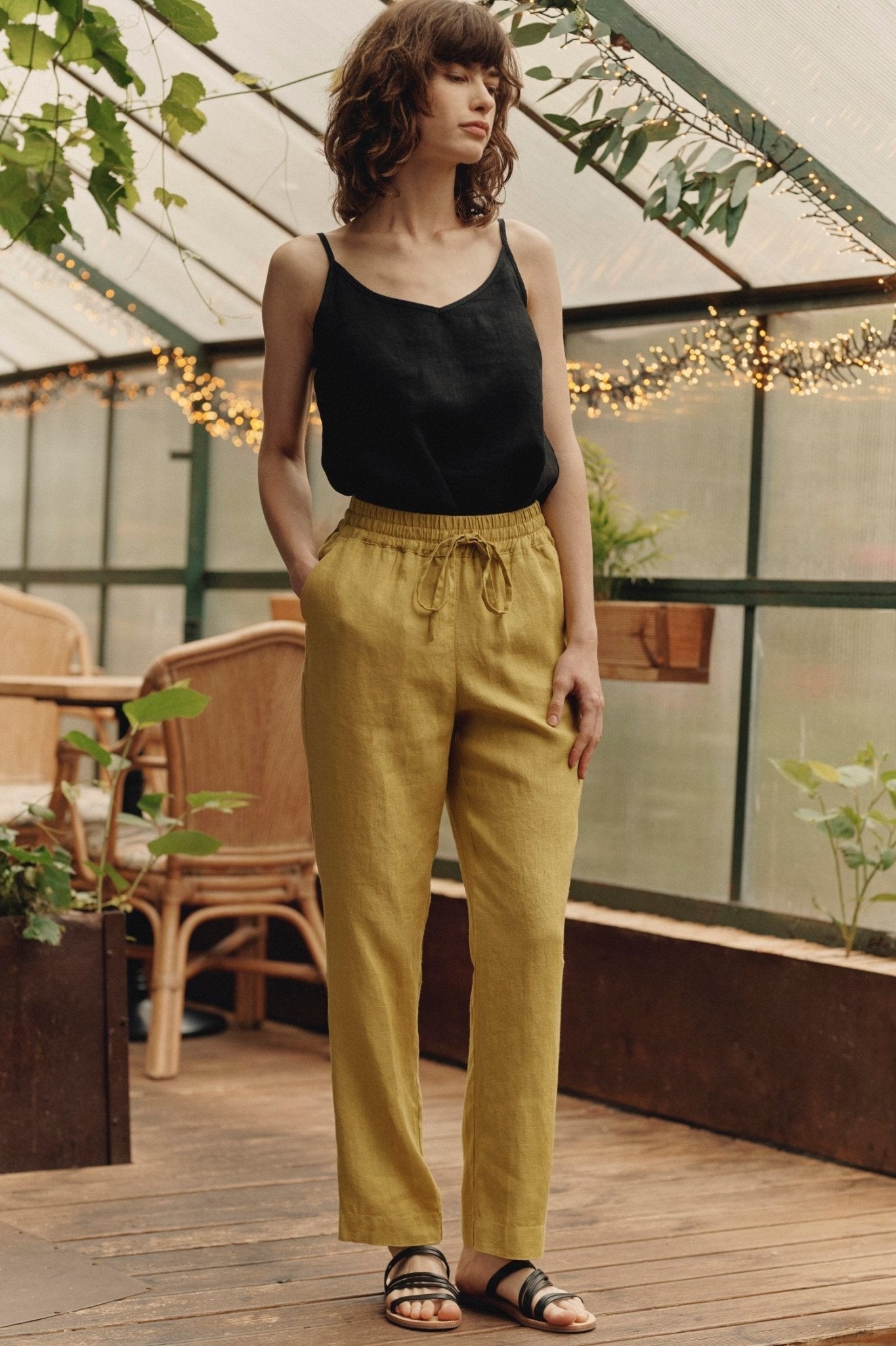 Lemon Curry Linen Octave Trousers