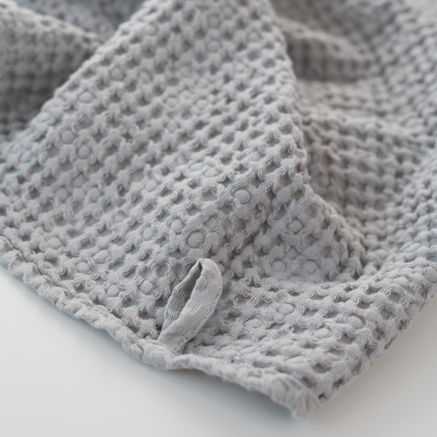 Light Grey lino & medvilnės Honeycomb Waffle rankšluostis — naturalusdrabuziai.lt