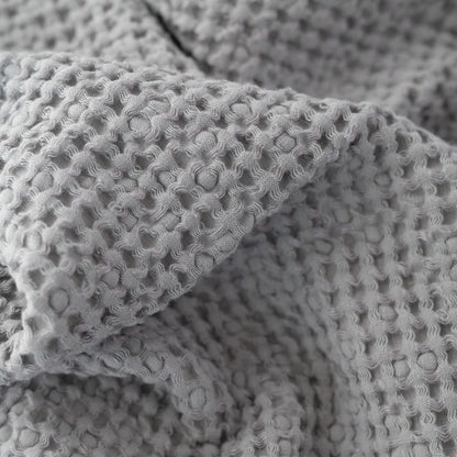 Light Grey lino & medvilnės Honeycomb Waffle rankšluostis — naturalusdrabuziai.lt