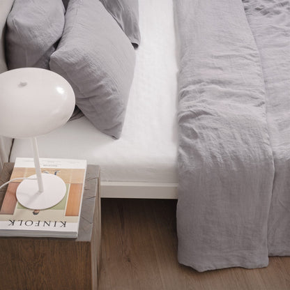 Light Grey lino antklodės užvalkalas rinkinys — naturalusdrabuziai.lt