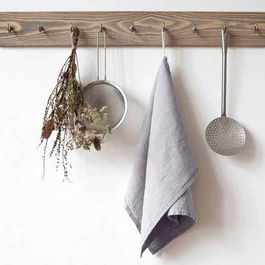 Light Grey lino virtuvinė servetė — naturalusdrabuziai.lt