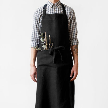 LIMITED EDITION Black lino šefo prijuostė — naturalusdrabuziai.lt