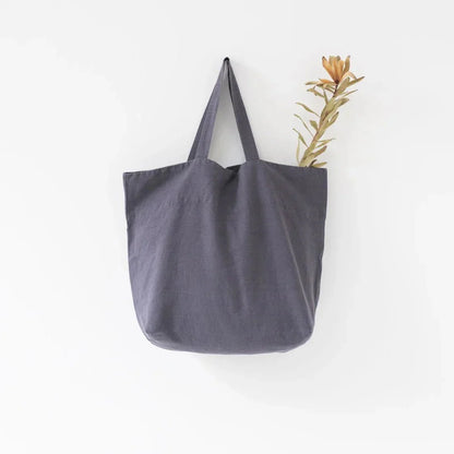 LIMITED EDITION Dark Grey lino didelis krepšys — naturalusdrabuziai.lt
