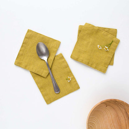 LIMITED EDITION Lemon Curry lino padėkliukų rinkinys 4 vnt. — naturalusdrabuziai.lt