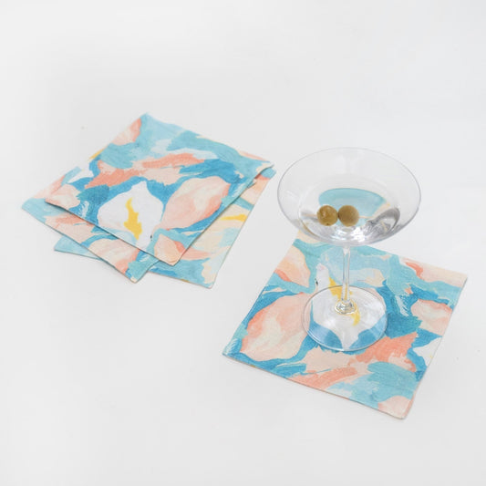 LIMITED EDITION Pastel Iris lino padėkliukų rinkinys 4 vnt. — naturalusdrabuziai.lt